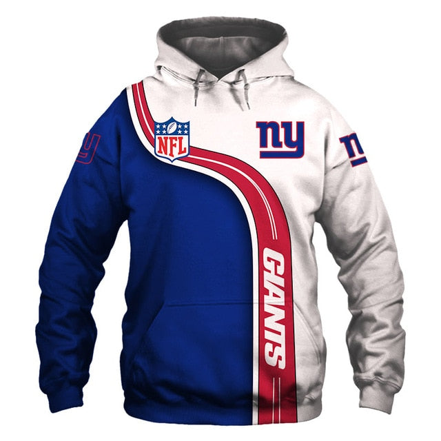 New York Giants Curved Stripes 3D Hoodie