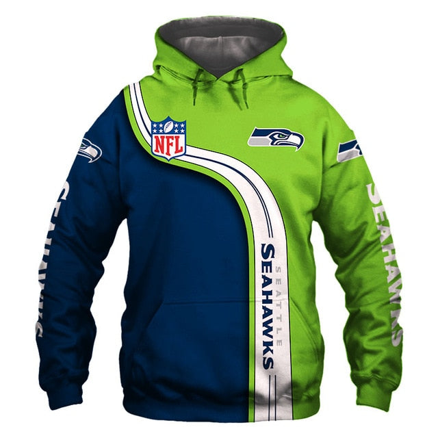 Seattle Seahawks Curved Stripes 3D Hoodie