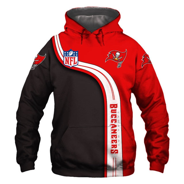 Tampa Bay Buccaneers Curved Stripes 3D Hoodie