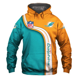 Miami Dolphins Curved Stripes 3D Hoodie