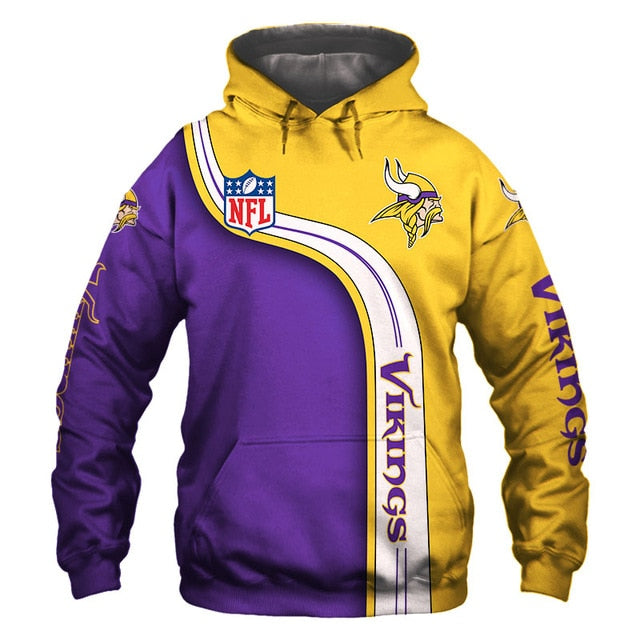 Minnesota Vikings Curved Stripes 3D Hoodie