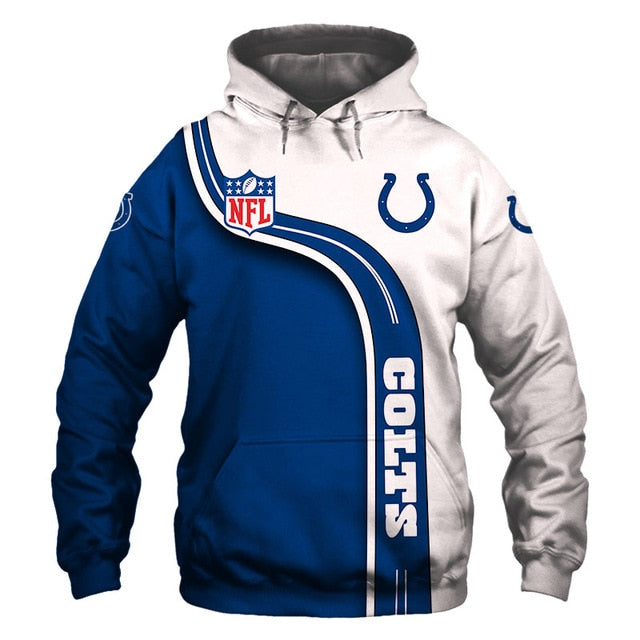 Indianapolis Colts Curved Stripes 3D Hoodie