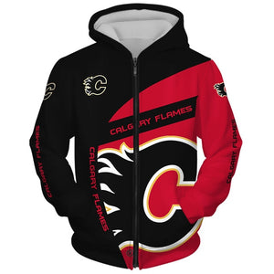 Calgary Flames 3D Zipper Hoodie
