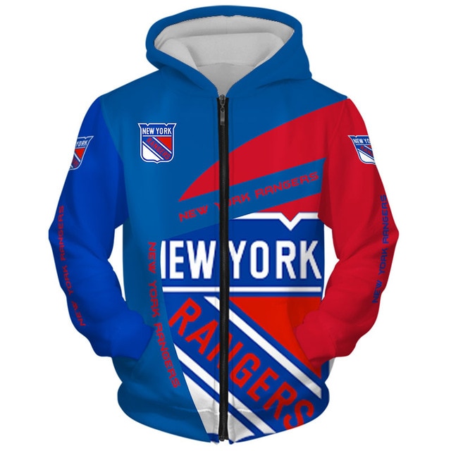 New York Rangers 3D Zipper Hoodie