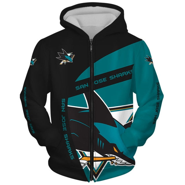 San Jose Sharks 3D Zipper Hoodie