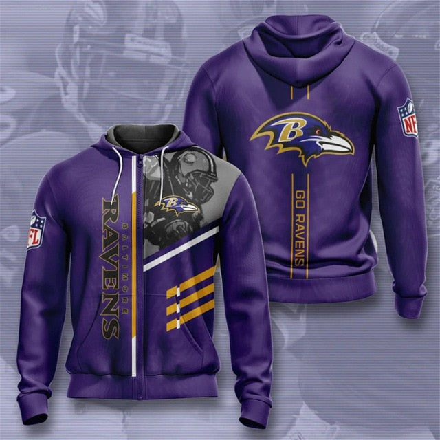 Baltimore Ravens Casual Zipper Hoodie