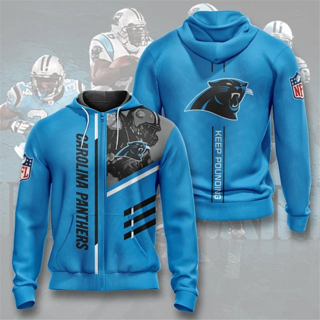 Carolina Panthers Casual Zipper Hoodie