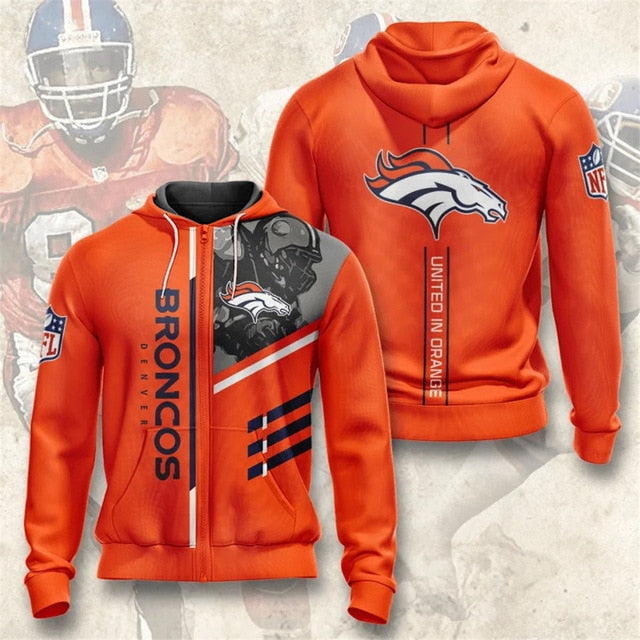 Denver Broncos Casual Zipper Hoodie