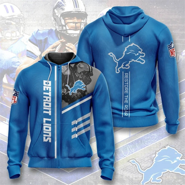 Detroit Lions Casual Zipper Hoodie