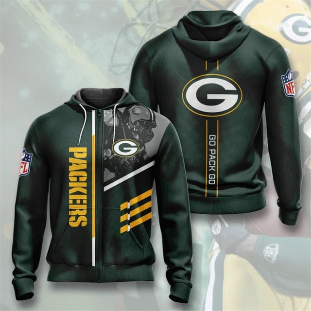 Green Bay Packers Casual Zipper Hoodie