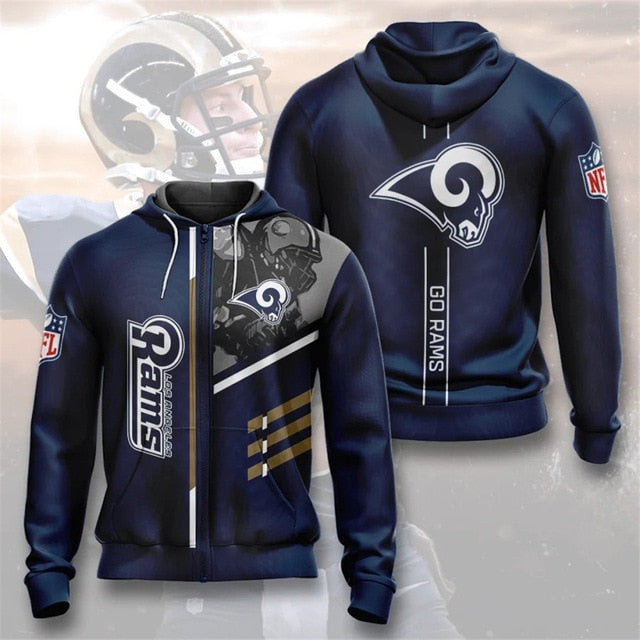 Los Angeles Rams Casual Zipper Hoodie