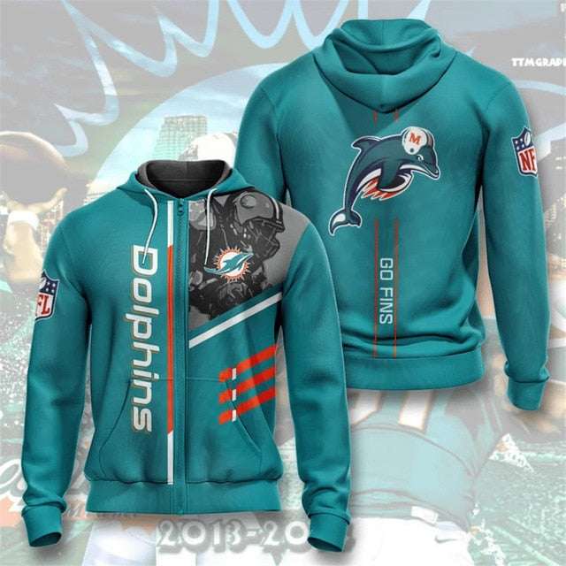 Miami Dolphins Casual Zipper Hoodie