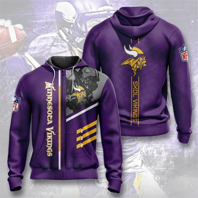 Minnesota Vikings Casual Zipper Hoodie