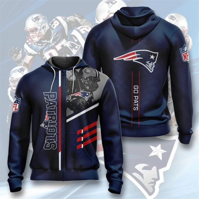 New England Patriots Casual Zipper Hoodie