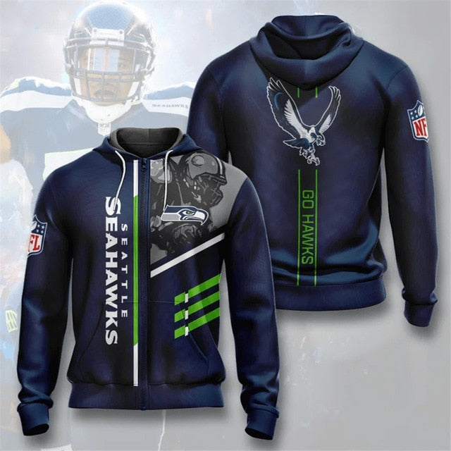 Seattle Seahawks Casual Zipper Hoodie