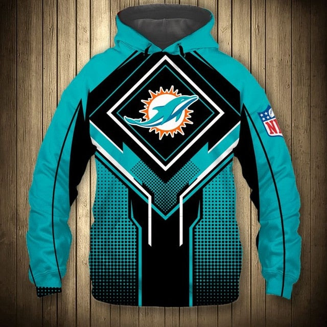 Miami Dolphins Square Lattice Casual Hoodie