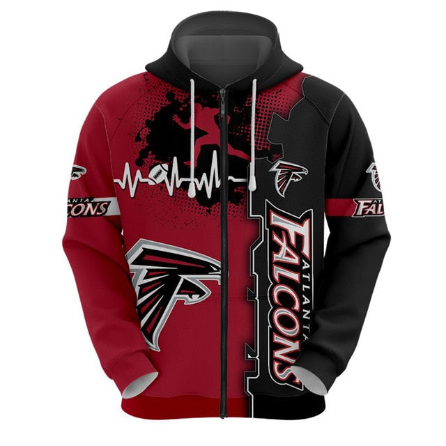 Atlanta Falcons Beating Curve 3D Zipper Hoodie