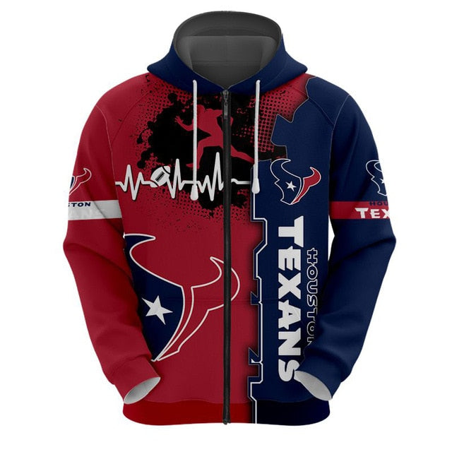 Houston Texans Beating Curve 3D Zipper Hoodie