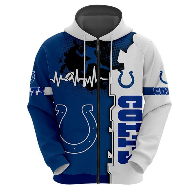 Indianapolis Colts Beating Curve 3D Zipper Hoodie