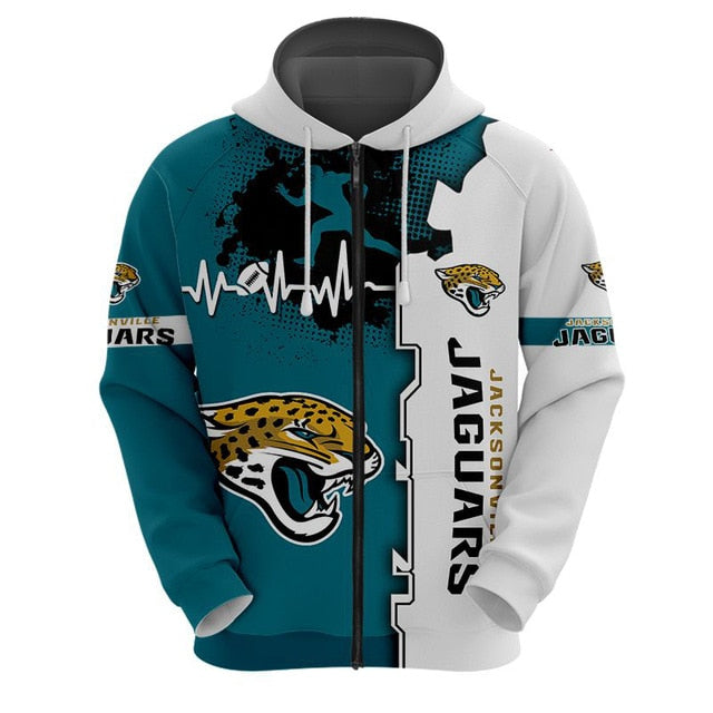 Jacksonville Jaguars Beating Curve 3D Zipper Hoodie