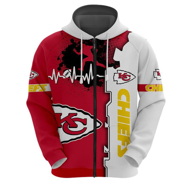 Kansas City Chiefs Beating Curve 3D Zipper Hoodie