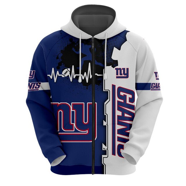 New York Giants Beating Curve 3D Zipper Hoodie