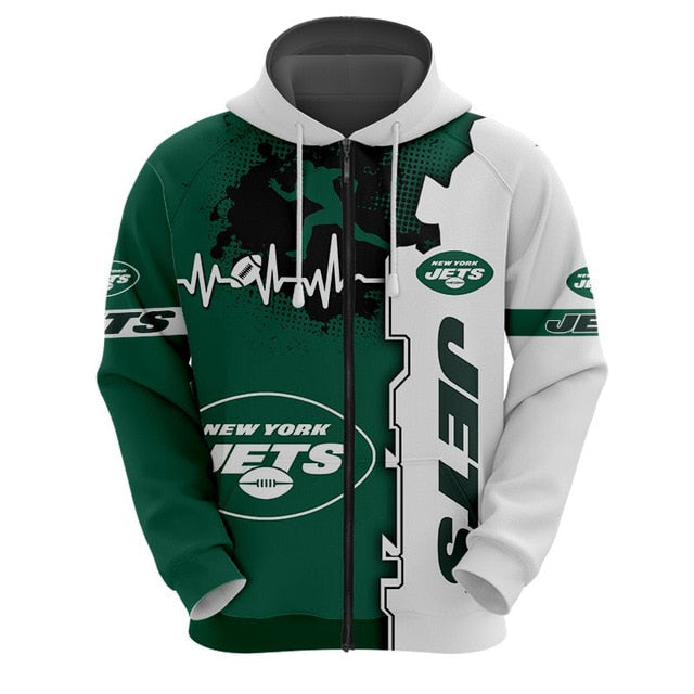 New York Jets Beating Curve 3D Zipper Hoodie