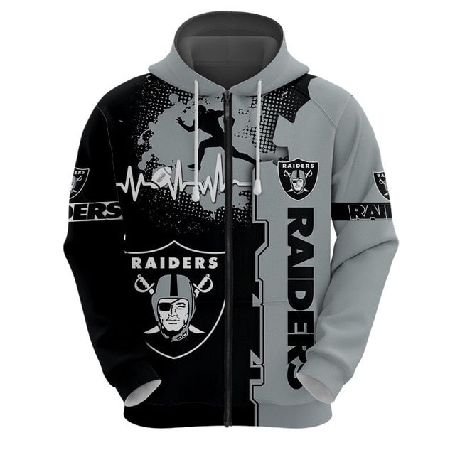 Las Vegas Raiders Beating Curve 3D Zipper Hoodie