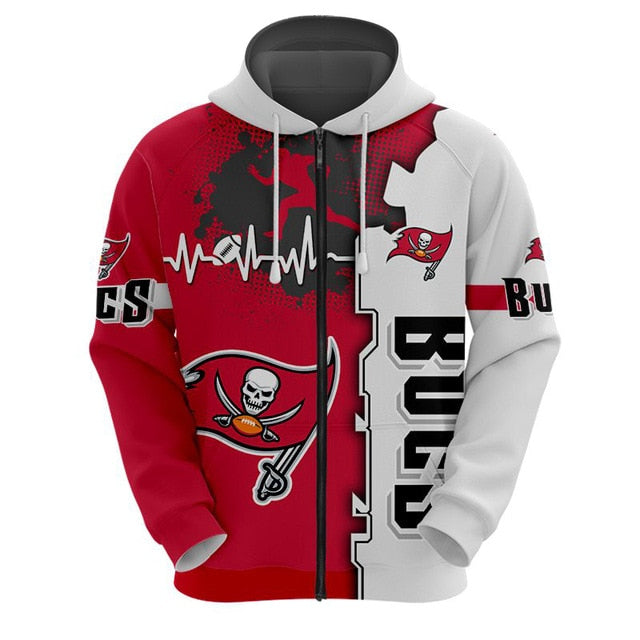 Tampa Bay Buccaneers Beating Curve 3D Zipper Hoodie