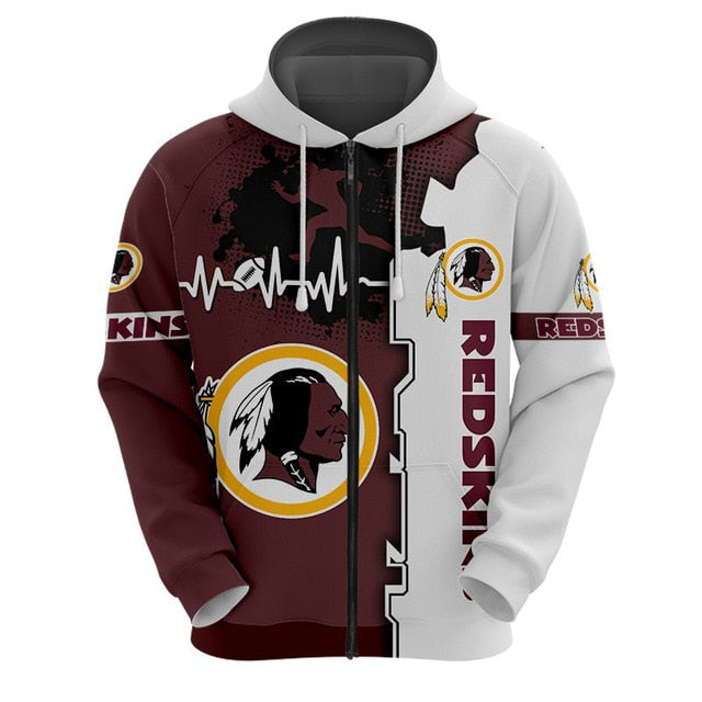 Washington Commanders Beating Curve 3D Zipper Hoodie