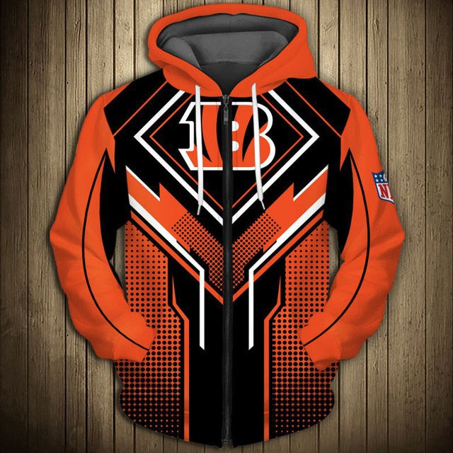 Cincinnati Bengals Square Lattice Zipper Hoodie