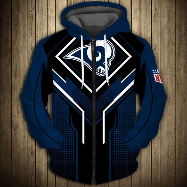 Los Angeles Rams Square Lattice Zipper Hoodie