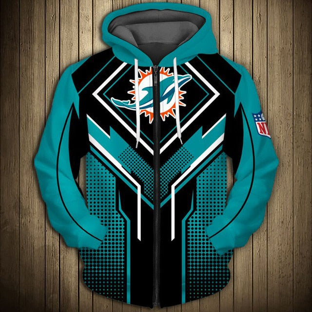 Miami Dolphins Square Lattice Zipper Hoodie