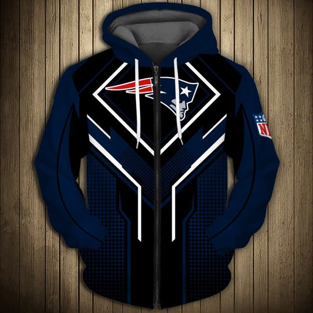 New England Patriots Square Lattice Zipper Hoodie