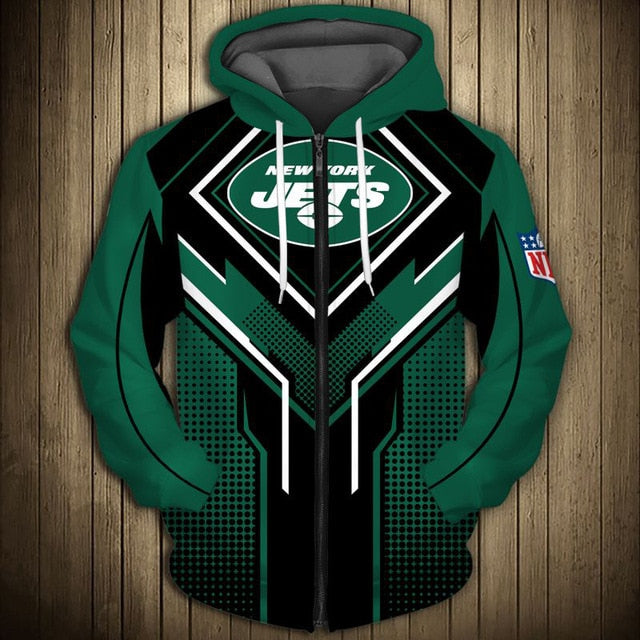 New York Jets Square Lattice Zipper Hoodie