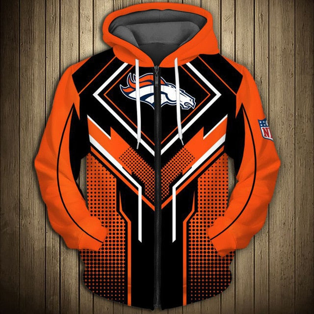 Denver Broncos Square Lattice Zipper Hoodie