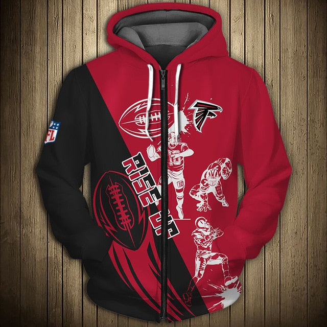 Atlanta Falcons Casual 3D Zipper Hoodie