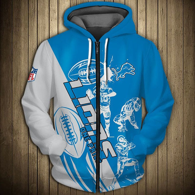 Detroit Lions Casual 3D Zipper Hoodie