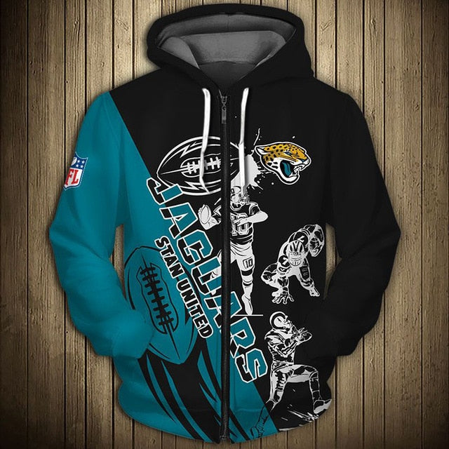 Jacksonville Jaguars Casual 3D Zipper Hoodie