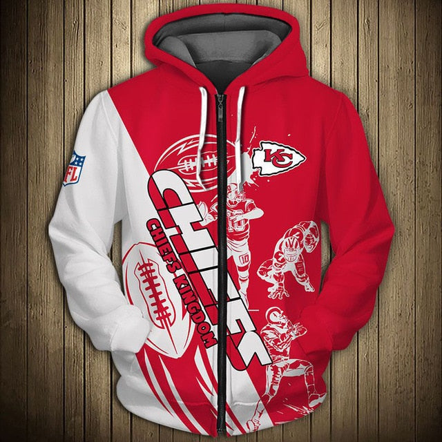 Kansas City Chiefs Casual 3D Zipper Hoodie