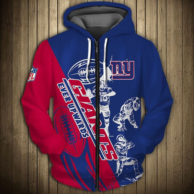 New York Giants Casual 3D Zipper Hoodie