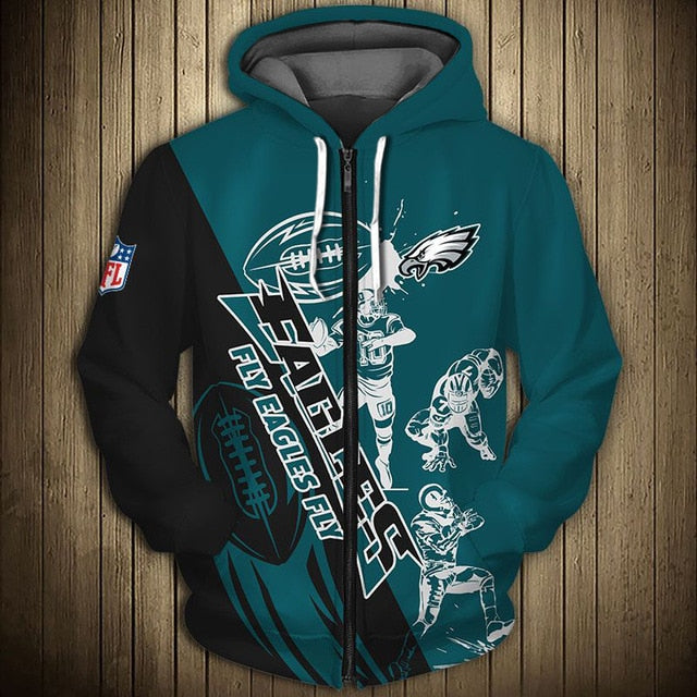 Philadelphia Eagles Casual 3D Zipper Hoodie