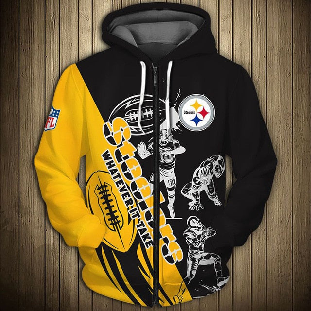 Pittsburgh Steelers Casual 3D Zipper Hoodie