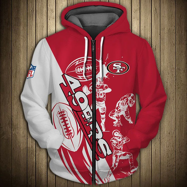 San Francisco 49ers Casual 3D Zipper Hoodie