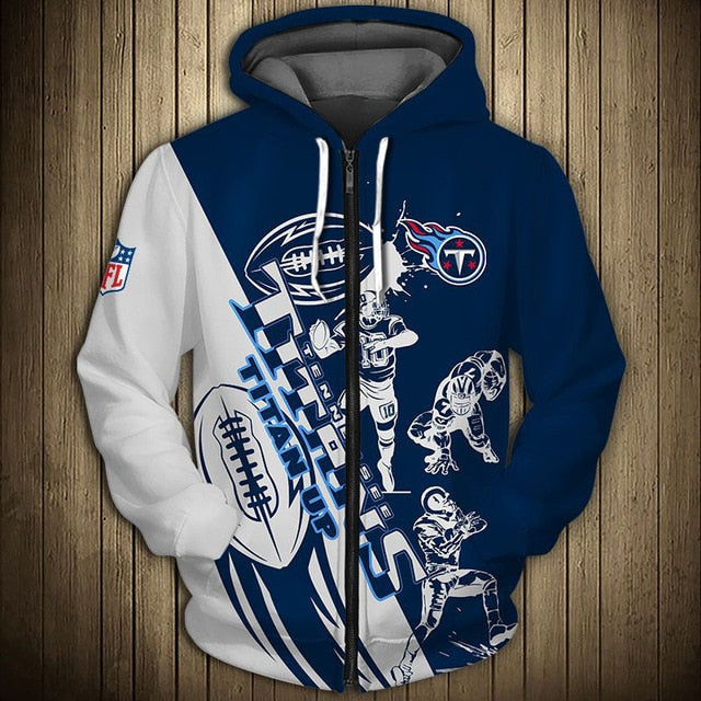 Tennessee Titans Casual 3D Zipper Hoodie