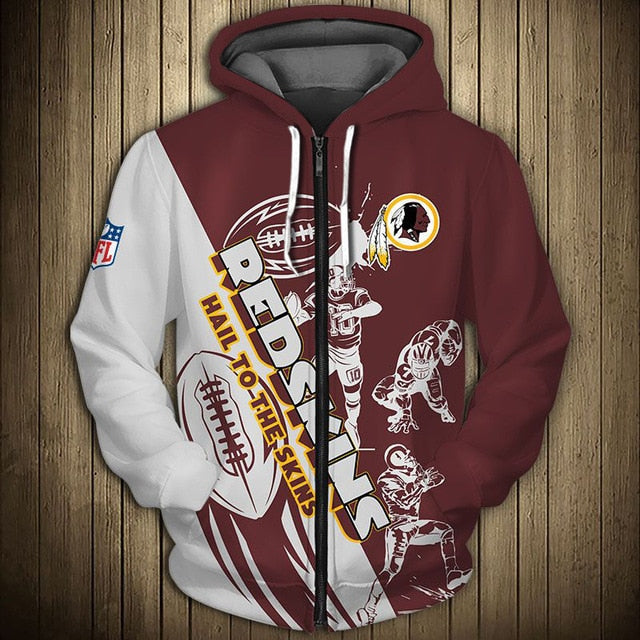 Washington Commanders Casual 3D Zipper Hoodie