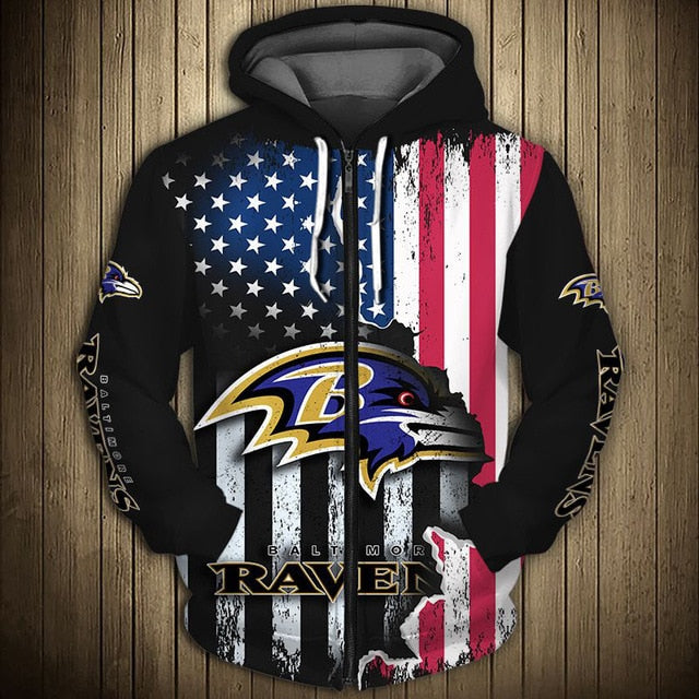 Baltimore Ravens American Flag Zipper Hoodie