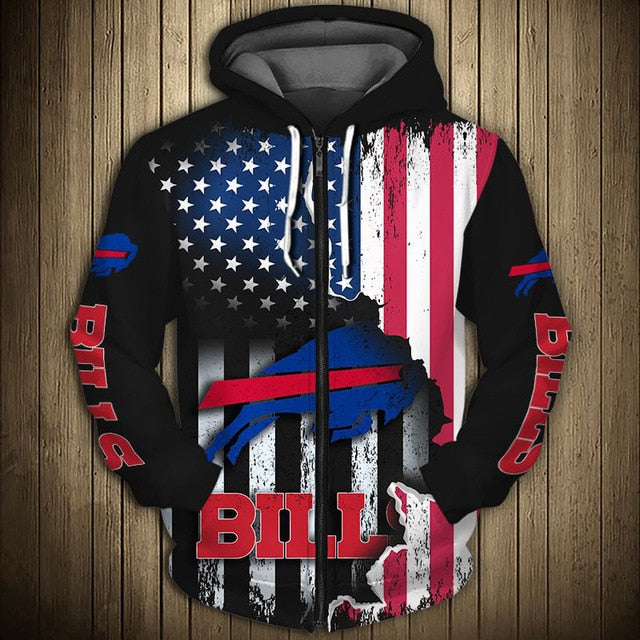 Buffalo Bills American Flag Zipper Hoodie