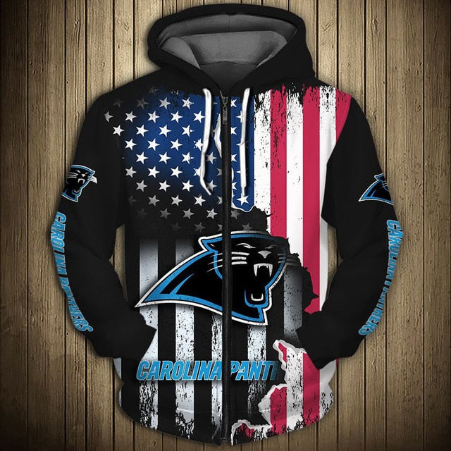 Carolina Panthers American Flag Zipper Hoodie