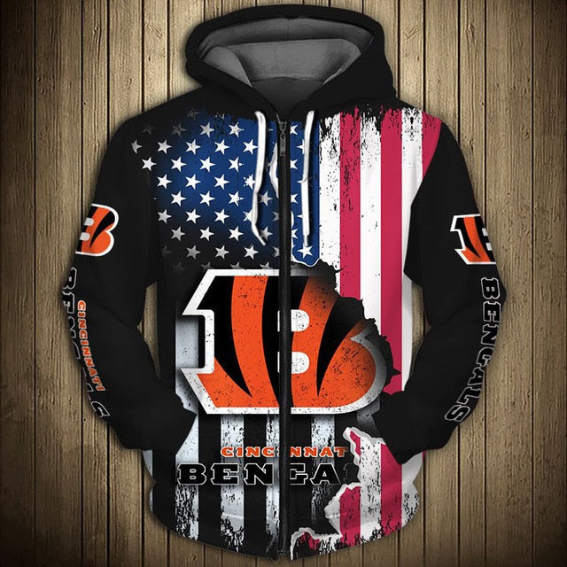 Cincinnati Bengals American Flag Zipper Hoodie